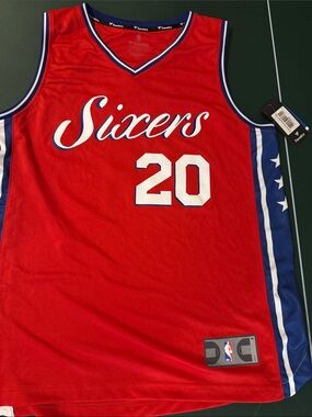 Fanatics Red Sixers #20 Basketball Jersey with Blue & White Accents
